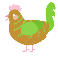 A gold and grass chicken with a half-bar pattern