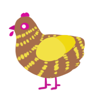 A brown and yellow chicken with a bar pattern