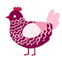 A maroon and rose chicken with a lace pattern