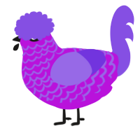 A amethyst and blurple chicken with a lace pattern