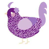 A violet and lilac chicken with a double-lace pattern