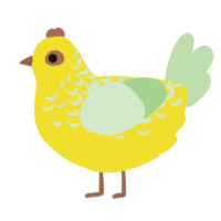 A yellow and gluppy chicken with a half-lace pattern