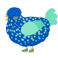 A ultramarine and mint chicken with a speckle pattern