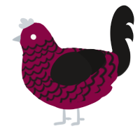 A maroon and sable chicken with a lace pattern