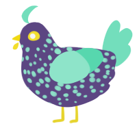 A overcast and mint chicken with a speckle pattern