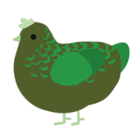 A olive and viridian chicken with a half-lace pattern