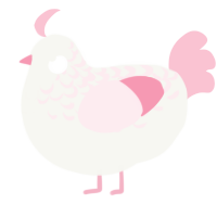 A white and rose chicken with a half-lace pattern