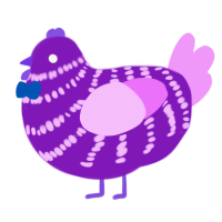 A violet and lavender chicken with a bar pattern