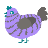 A lilac and grey chicken with a bar pattern