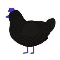 A black and sable chicken with a lace pattern