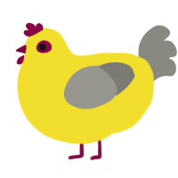 A yellow and ash chicken
