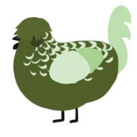 A olive and gluppy chicken with a half-lace pattern
