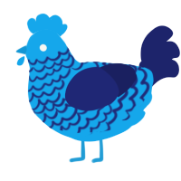 A sky and navy chicken with a lace pattern
