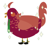 A maroon and red chicken with a half-lace pattern