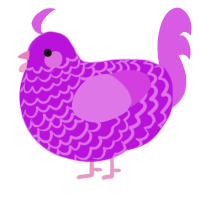 A amethyst and orchid chicken with a lace pattern
