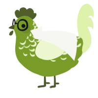 A chartreuse and apple chicken with a half-lace pattern