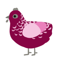 A maroon and pink chicken with a half-lace pattern