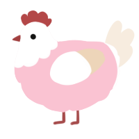 A rose and cream chicken with a head pattern