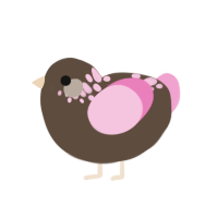 A bark and pink chicken with a neck-speckle pattern