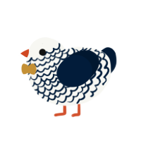 A white and tumblr chicken with a lace pattern