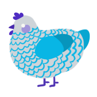 A mist and cerulean chicken with a lace pattern