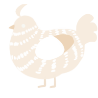 A cream chicken with a bar pattern