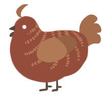 A russet and brown chicken with a half-bar pattern