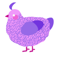 A lavender and blurple chicken with a double-lace pattern