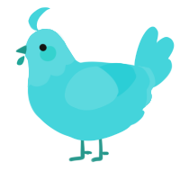 A aqua chicken with a head pattern