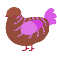 A russet and orchid chicken with a half-bar pattern