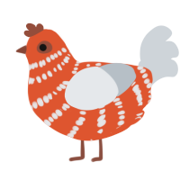 A vermilion and mist chicken with a bar pattern