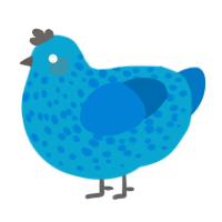 A cerulean and sapphire chicken with a speckle pattern