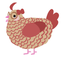 A beige and red chicken with a lace pattern