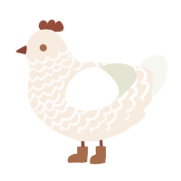 A cream and white chicken with a lace pattern