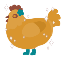 A orange chicken with a head pattern