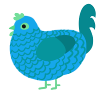 A sky and teal chicken with a lace pattern