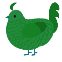 A viridian and leaf chicken with a lace pattern