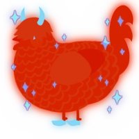 A vermilion chicken with a lace pattern