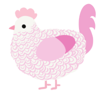 A white and pink chicken with a double-lace pattern