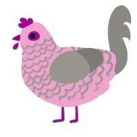 A pink and ash chicken with a lace pattern