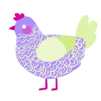 A lilac and apple chicken with a double-lace pattern