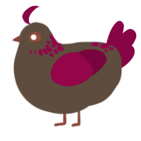 A bark and maroon chicken with a neck-speckle pattern