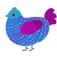 A sky and plum chicken with a lace pattern