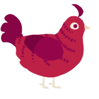 A crimson and maroon chicken with a half-bar pattern