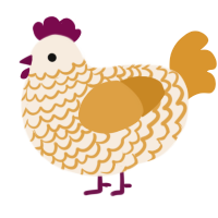 A cream and orange chicken with a lace pattern