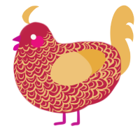 A crimson and honey chicken with a double-lace pattern