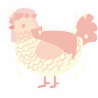 A white and pink chicken with a lace pattern