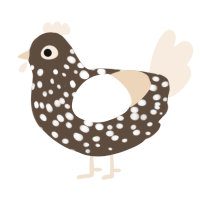 A bark and cream chicken with a speckle pattern