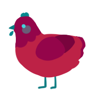 A crimson and maroon chicken with a head pattern