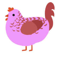 A lavender and red chicken with a half-lace pattern